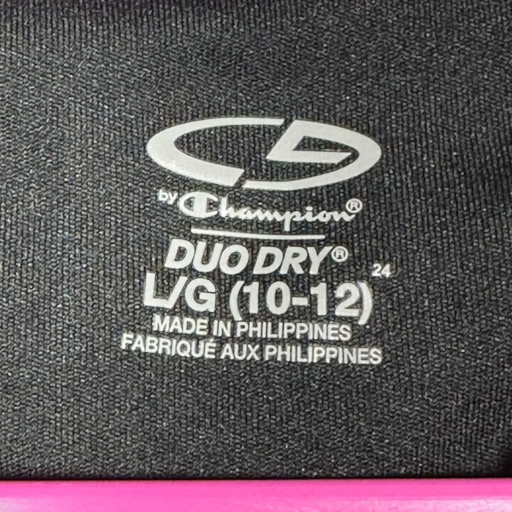Champion Duo Dry Magenta Black Long Sleeve Athletic Workout Shirt tee L‎ 10-12